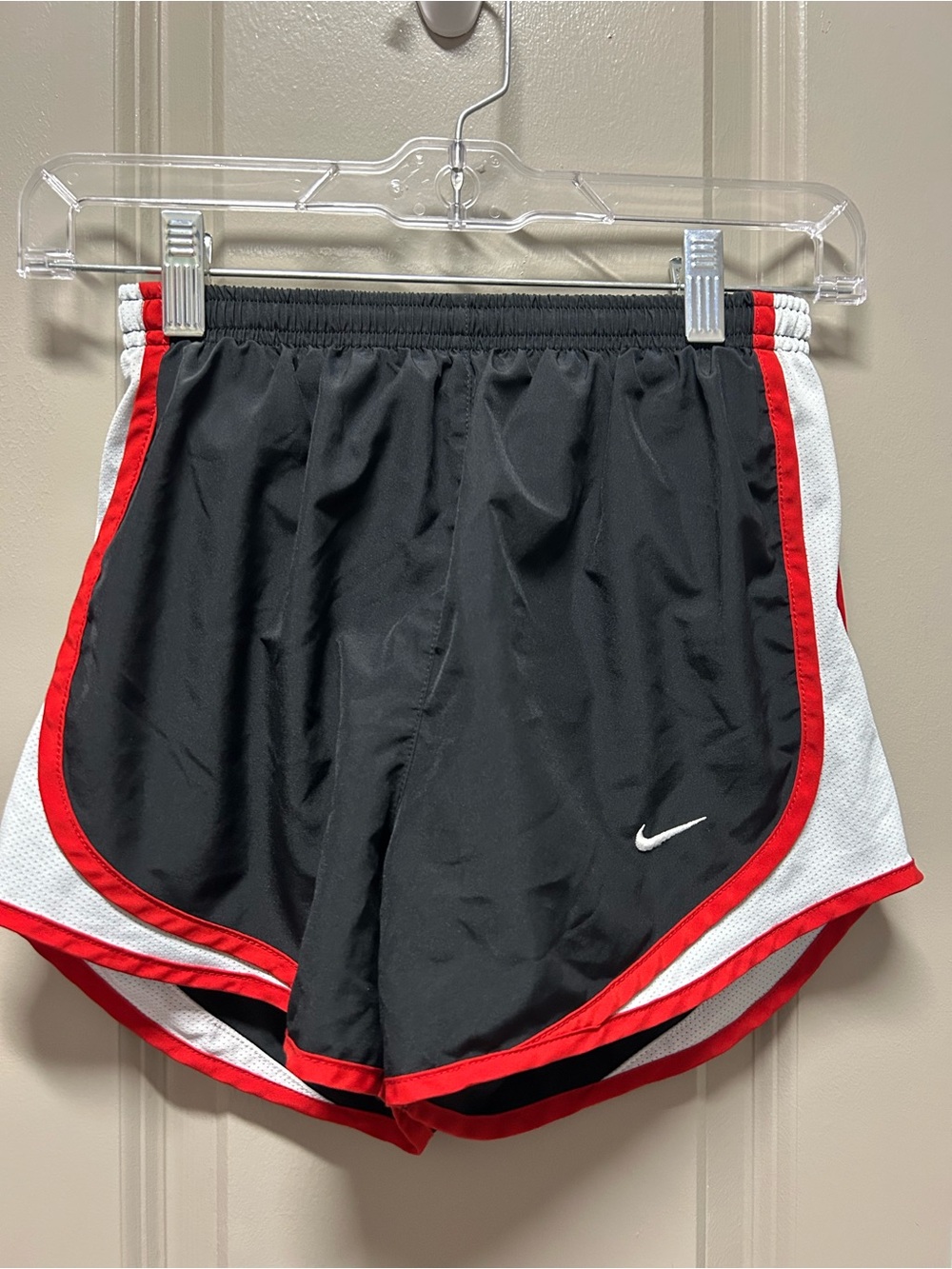 Nike Black Athletic Shorts with Red and White Trim